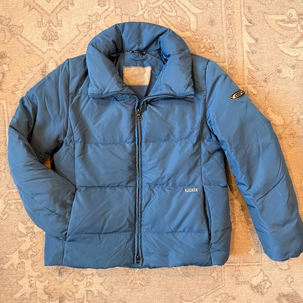 Vintage Women’s Y2K Guess Blue Puffer Down Jacket